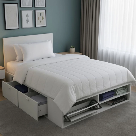 Cama Box Plataforma 1 Plaza Y Media 2 Caj Baulera 100x200 - comprar online