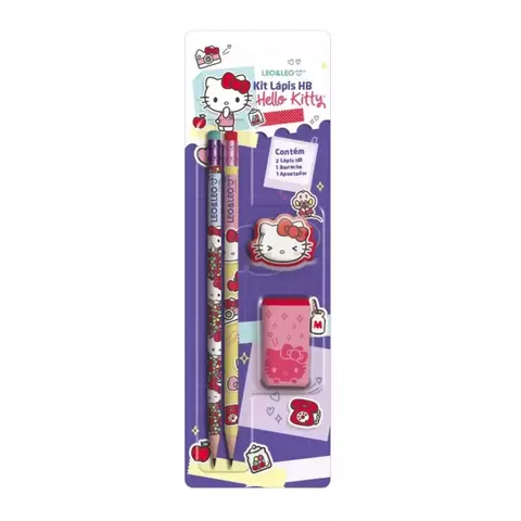 KIT ESCOLAR HELLO KITTY 4 PEÇAS LEO&LEO
