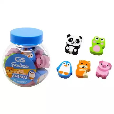 BORRACHA MINI FANTASIA ANIMAIS CIS POTE COM 20 UN