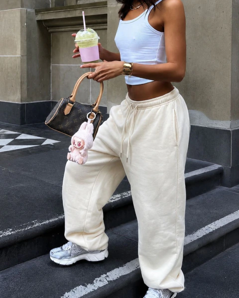 pantalon baggy trace crema
