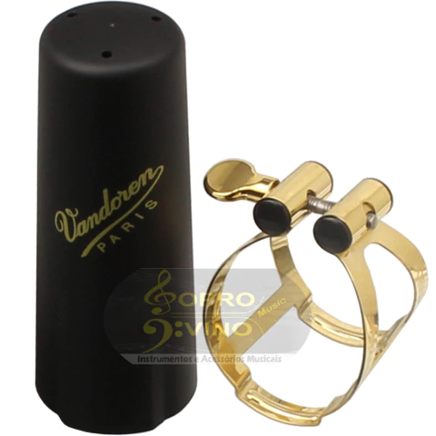 Abraçadeira Sax Soprano Vandoren M/O Metal Dourada Boquilha Massa