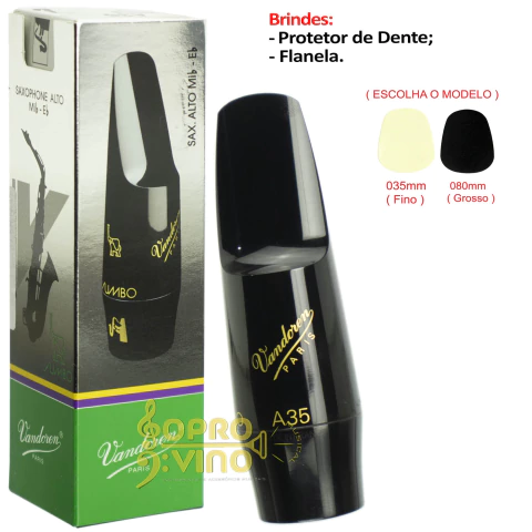 Boquilha Sax Alto Vandoren Jumbo Java A35 SM601B + Brinde Protetor