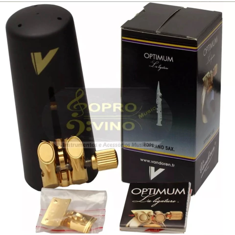 Abraçadeira Sax Soprano Vandoren Optimum LC06P Metal Dourada com 3 Ressonadores