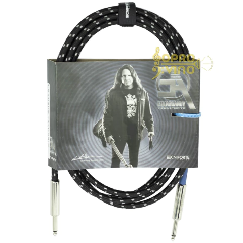 Cabo Têxtil 3,05 Metros P10 + P10 Violão Guitarra Baixo Teclado Tecniforte Signature Edu Ardanuy Cód. EA10NIHD (10FT)