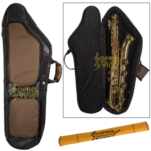 Capa Sax Barítono c/ La Grave PVC Emborrachado Preto Marrom c/ Pelúcia Alta Qualidade Protection Bags