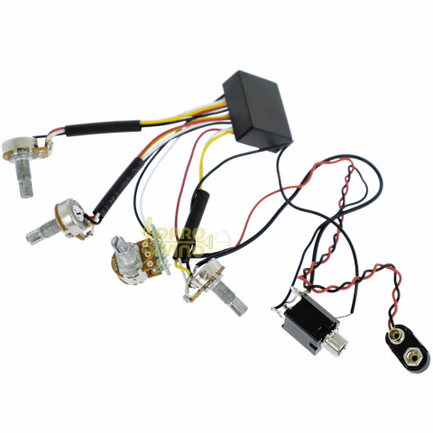 Circuito Ativo 2 Bandas c/ 4 Potenciômetros Plug P10 p/ Contra Baixo Custom Sound Cód. CCB9010 BK