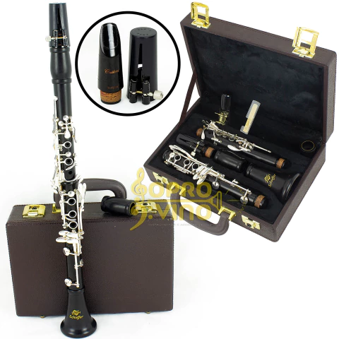 Clarinete Sib 17 Chaves Prata Madeira Schieffer + Boquilha Yamaha Custom