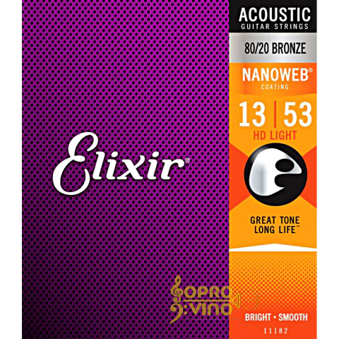 Encordoamento Violão Aço .013 Bronze 80/20 HD Light Nanoweb Elixir Cod. 11182