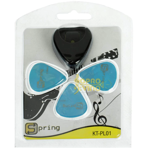 Kit c/ 03 Palhetas .046mm + Porta Palheta Violão Guitarra Cavaco Spring
