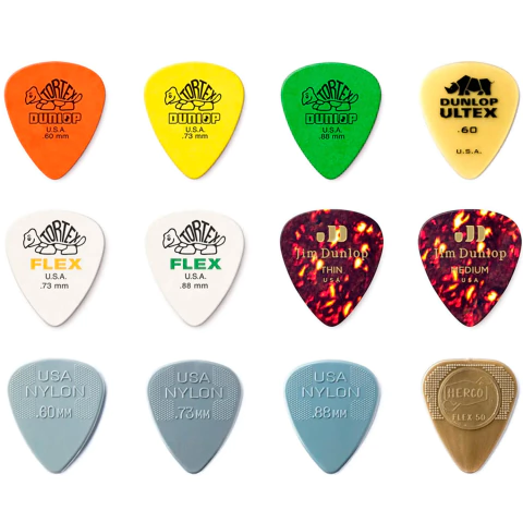 Kit c/ 12 Palheta Sortidas Jim Dunlop Tortex Ultex Numerações Variety Packs PVP112