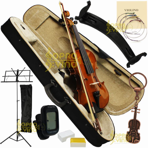 Kit Violino 4/4 Completo Dominante Encordoamento Estante Partitura Afinador Chaveiro