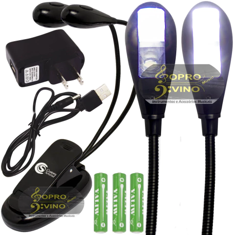 Luminária de Partitura Led Carregador Custom Sound CSL4BK