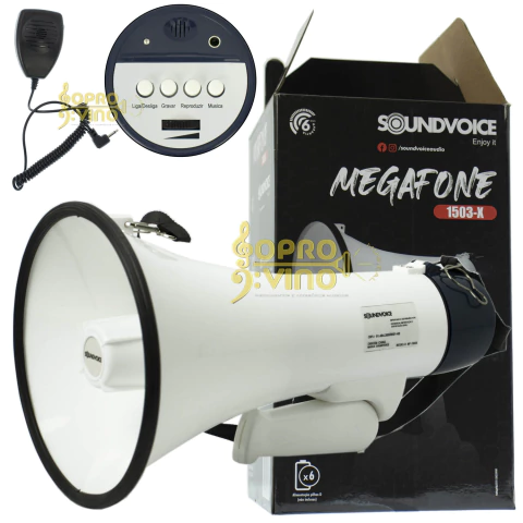 Megafone de Mão Grande com Microfone Gravação 15W RMS Soundvoice Cód. MF1503X