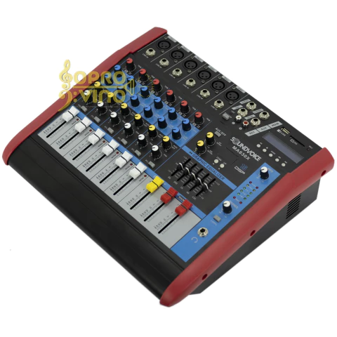 Mesa de Som Amplificada 6 Canais 500W RMS Soundvoice 6C EF EQ MA630X