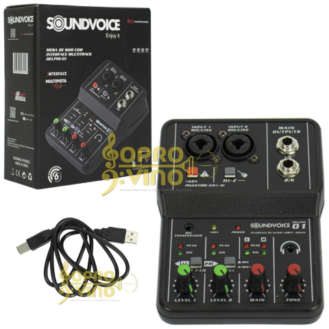 Mesa de Som c/ Interface Multitrack Delphi-01 Soundvoice
