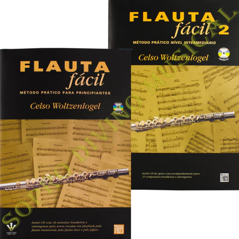 Kit Método Flauta Fácil Volumes 1 e 2 Celso Woltzenlogel