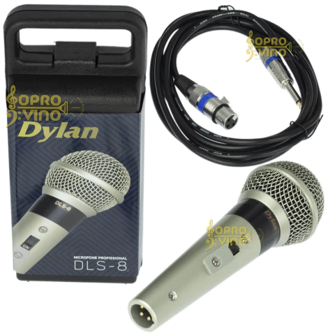 Microfone com Fio Dinâmico Profissional com Bag Dylan Music DLS8 + Bag