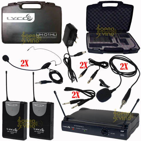 Microfone Duplo Sem Fio Saxofone Headset Auricular Lapela Lyco
