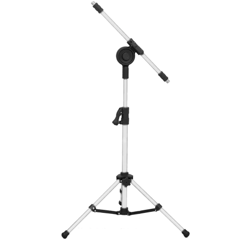 Suporte Pedestal Mini Girafa Branco Gatilho p/ 02 Microfones + Cachimbos Visão Musical Cód. PE3MBR