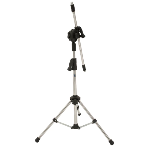 Suporte Pedestal Mini Girafa Cromado Gatilho p/ 02 Microfones + Cachimbos Visão Musical Cód. PE3MCR