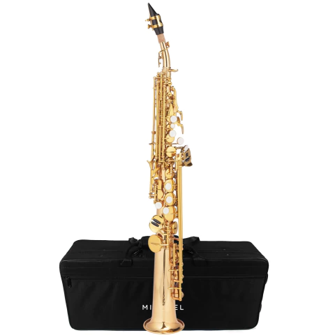 Sax Soprano Reto 02 Tudel Dual Gold Dourado Michael WSSM48 c/ Estojo e Acessórios (Outlet)