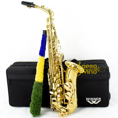 Sax Alto Dourado Winner c/ Estojos e Acessórios