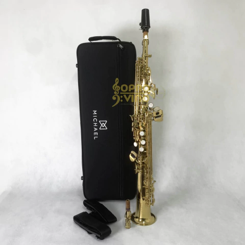Sax Soprano Sib 02 Tudéis Acabamento Laqueado Michael WSSM35 c/ Estojo e Acessórios (Semi Novo)