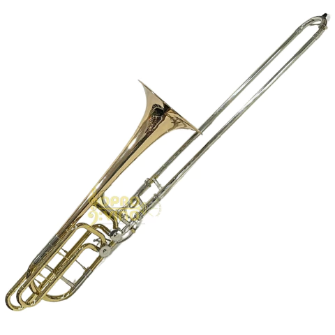 Trombone de Vara Baixo c/ 02 Rotores Laqueado Niquelado Michael Cód. WTBBM52 Calibre Largo (OUTLET)