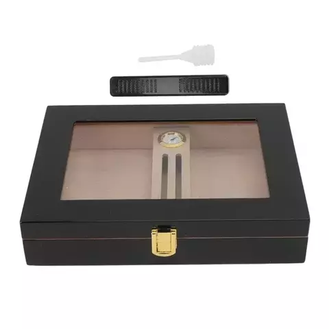 HUMIDOR MADERA NEGRA C/HIDROMETRO