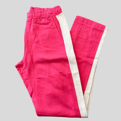 Calça Moletom Feminina com Faixa Lateral – Rosa