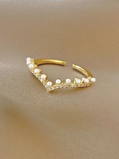 Anel Ponta com Pérolas (Tam P) - comprar online