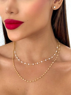 Colar Duplo Pérolas e Colar Torcido - comprar online