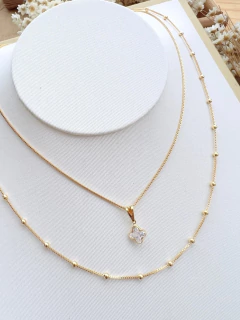 Colar Duplo Trevo e Bolinhas - comprar online