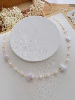 Colar Choker Conchas e Pérolas