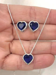 Conjunto Coração Azul Escuro