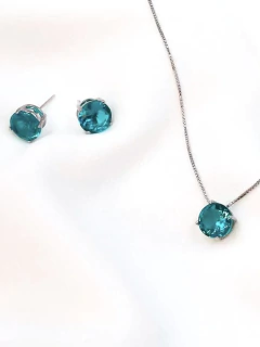 Conjunto Prata Círculo Azul