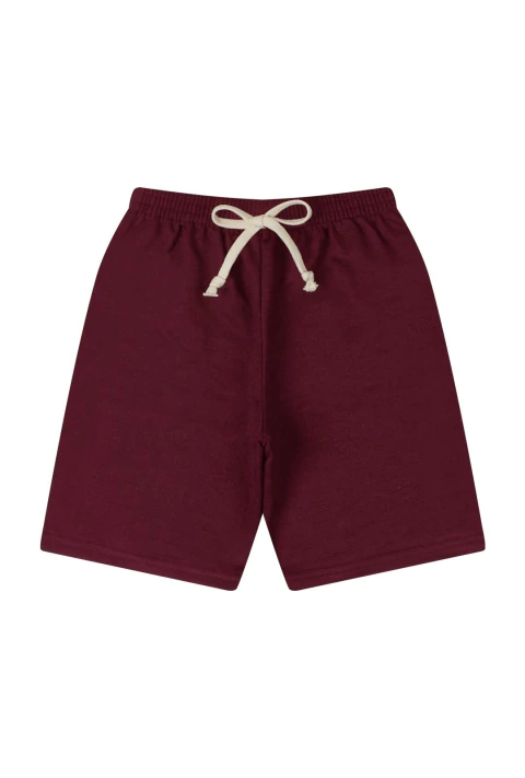 Bermuda Short Moletinho com Cadarço Liso Bordo - 3 ao 14