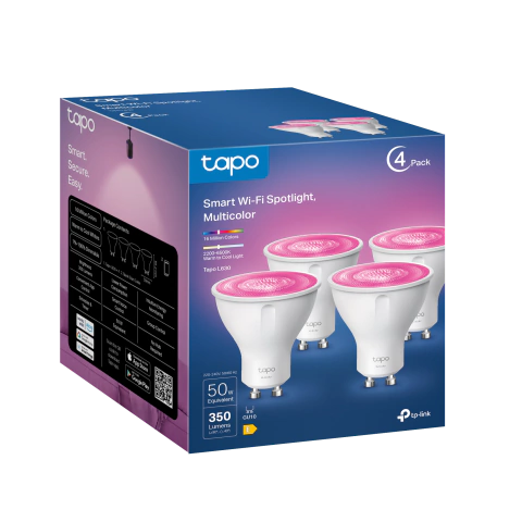 Set 4 Ampolletas Colores Smart LED Wi-Fi Tapo L930 GU10 350 Lm Google Alexa