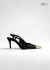 Slingback Rebeca Preto com ponteira dourada de metal - comprar online