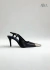 Slingback Rebeca Azul Marinho com poonteira prata - comprar online