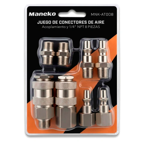 Kit de acople rápido para pistolas de compresor x8 Rosca 1/4 Npt Maneko - comprar online