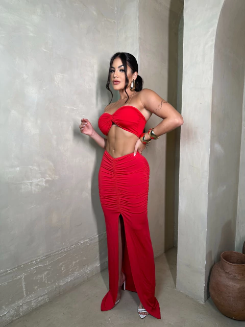 Conjunto Feminino Mila Drapeado Suplex Premium – Natal / Réveillon / Festas - comprar online