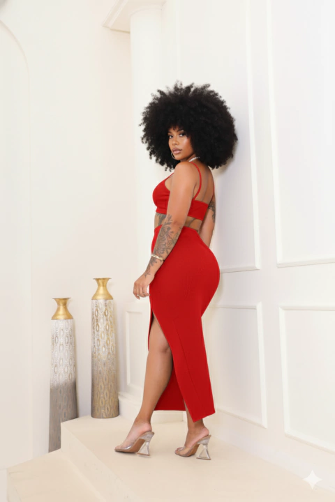 Imagem do Saia Midi Longa de Fenda Ribana Canelada