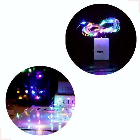 Kit 20 Fio Fada 3 metros Cordão De Luz Bateria ColoridoPisca Pisca