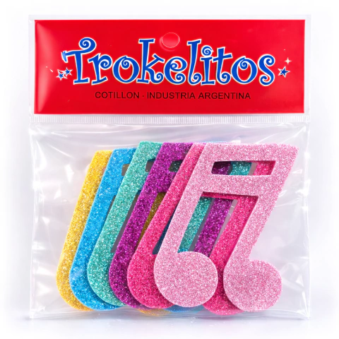 NOTA MUSICAL GLITTER X 6 UNID. SURT (BULTO X 6 PAQ) - comprar online