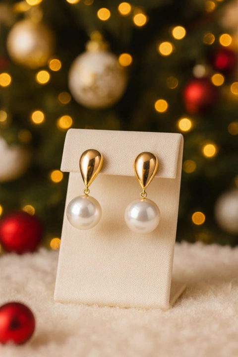 Brinco gota com pérola