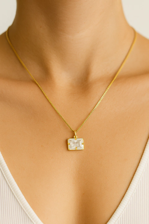 Colar ponto de luz retangulo - comprar online