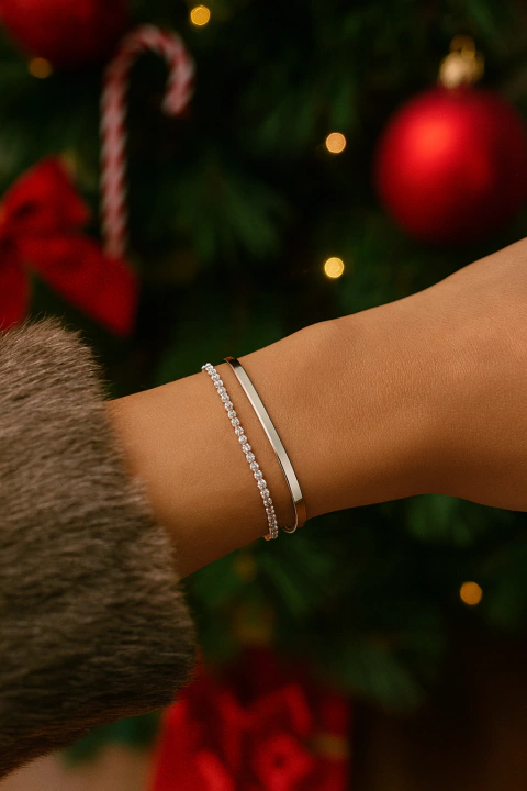 Pulseira dupla: riviera e laminada