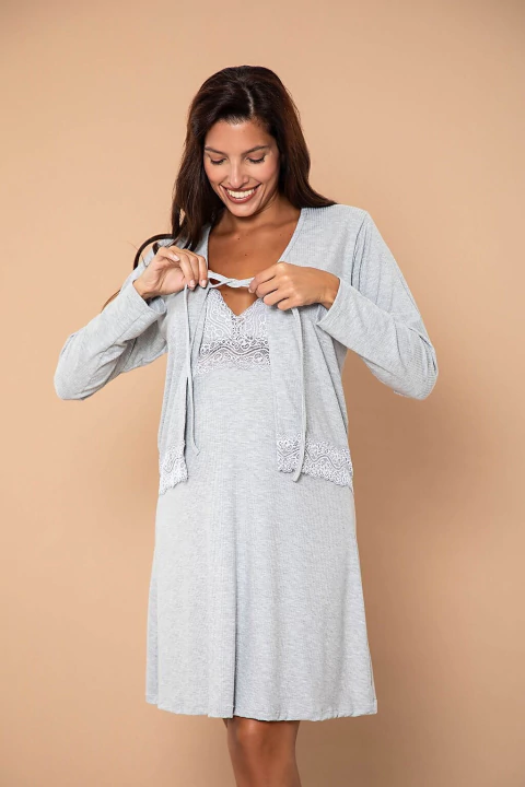 BIANCA SECRETA 25536 Conjunto Maternal Morley Con Puntilla Ganchos Ama