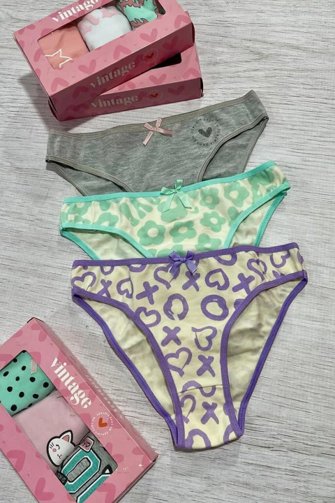 VINTAGE 530 Pack Vedetinas Teens Algodon Y Lycra Estampada